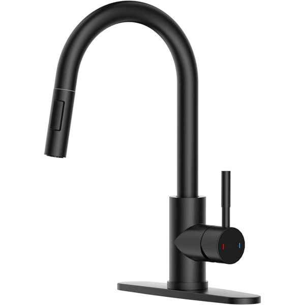 AMIBZ Black Kitchen Faucet, Modern Kitchen Faucet With Pull Down